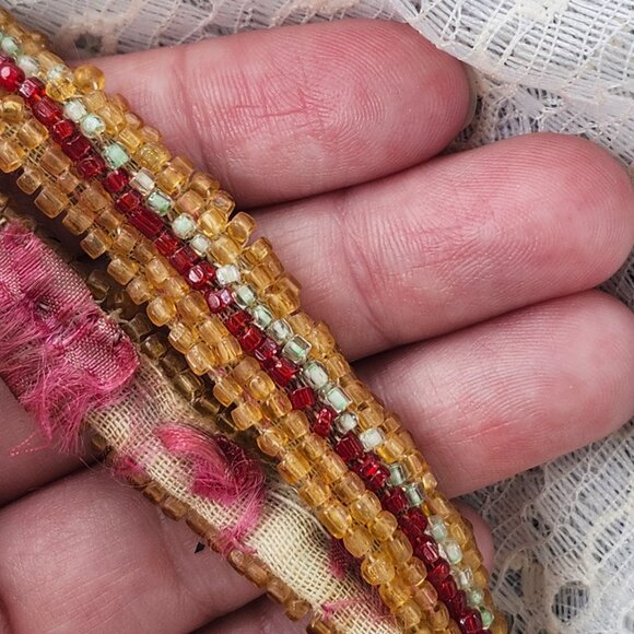 Antique Victorian Era to Art Deco glass beaded silk wrist clutch AS IS - Picture 11 of 15